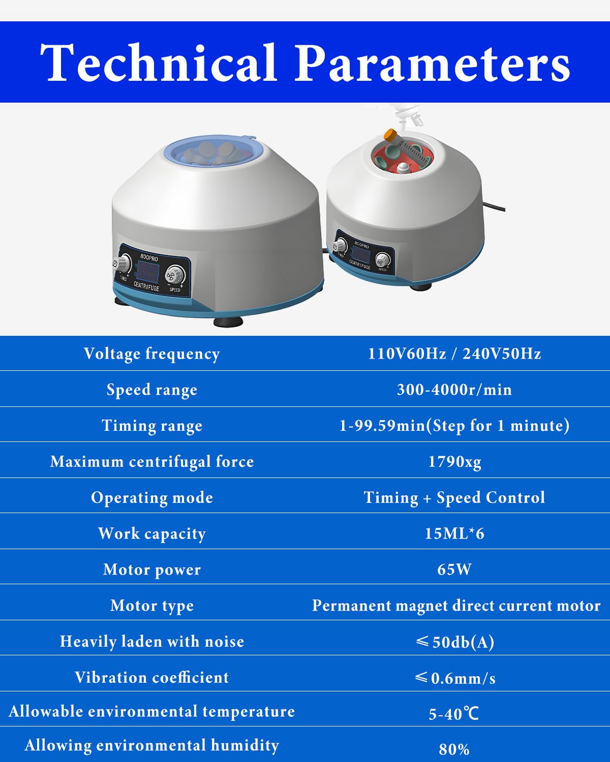 PRP Centrifuga, 6 x 15 ml, 4000 RPM 1953 x g, RCF Portatile Centrifuga Laboratorio con Timer da 1 – 99 min, Trasparente Lid & LED, per 5/7/10 ml, a basso rumore, per plasma, sangue, pratica medica