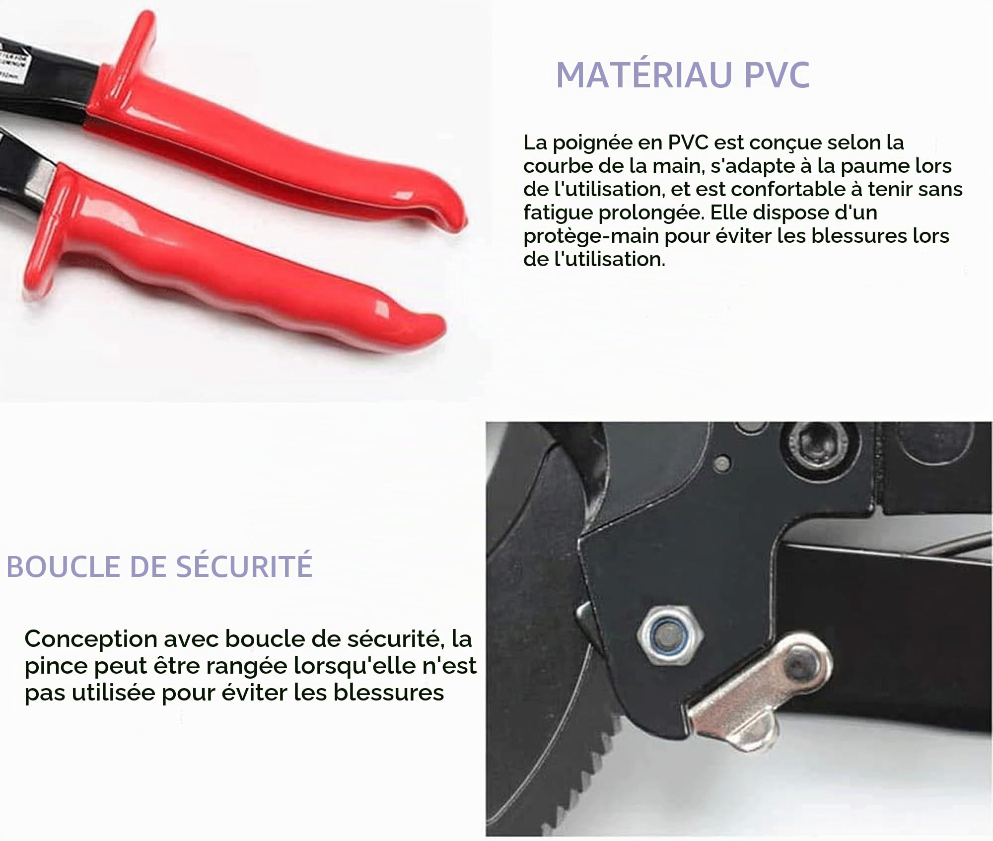Coupe-câble à cliquet robuste – Coupe jusqu'à 240 mm² câbles en aluminium et cuivre – Poignée ergonomique avec verrouillage de sécurité et couvercle en plastique