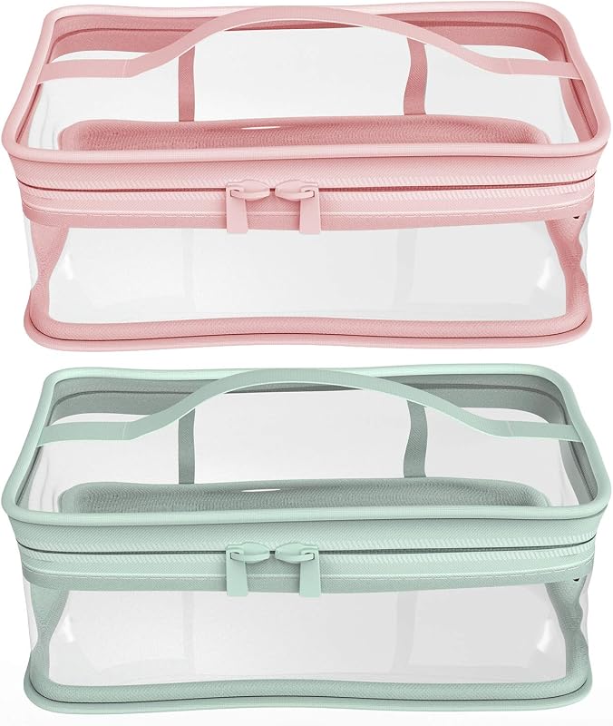 BallHull Necessaire de maquiagem com zíper em PVC, transparente, 2 unidades