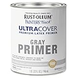 Rust-Oleum Brush On Acrylic Paint 1980502 Painters Touch Quart Latex, Flat Gray Primer, 1 (Pack of 1), 32 Fl Oz