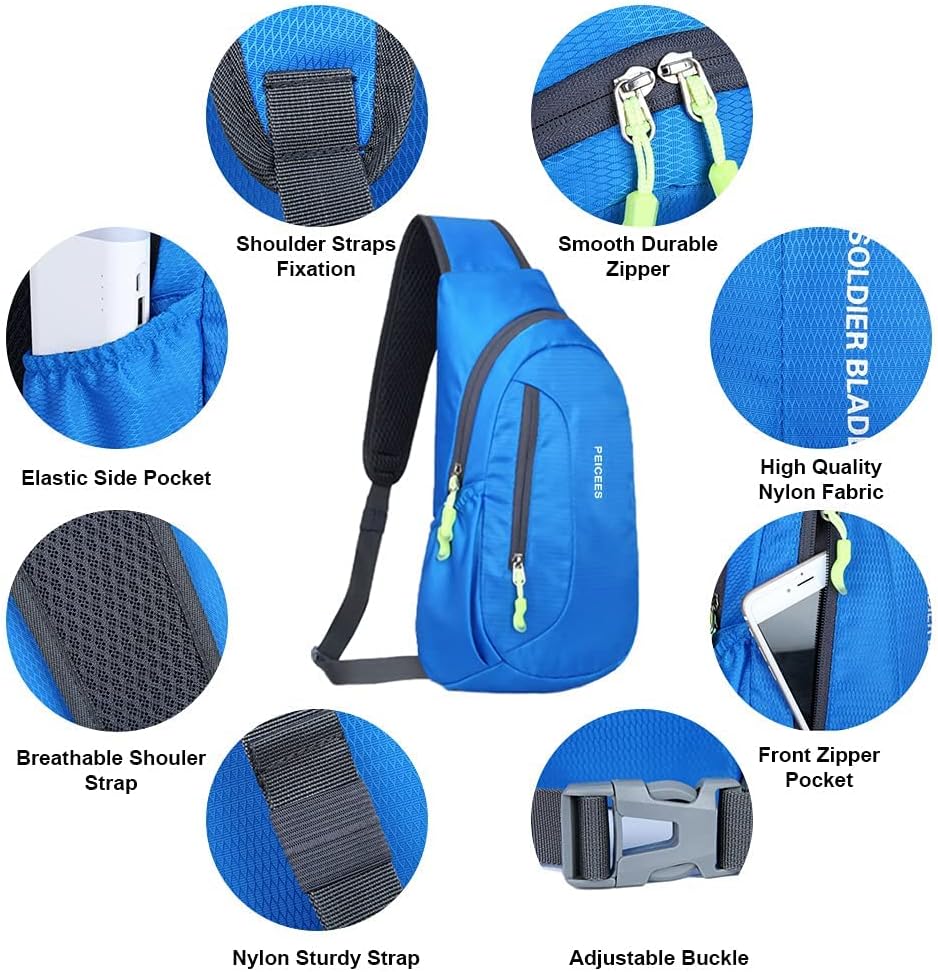 Peicees Small Sling Bag For Men Women Crossbody Man Purse Chest Bag Packable Backpack Waterproof Shoulder Bag Hiking Travel - Image 4