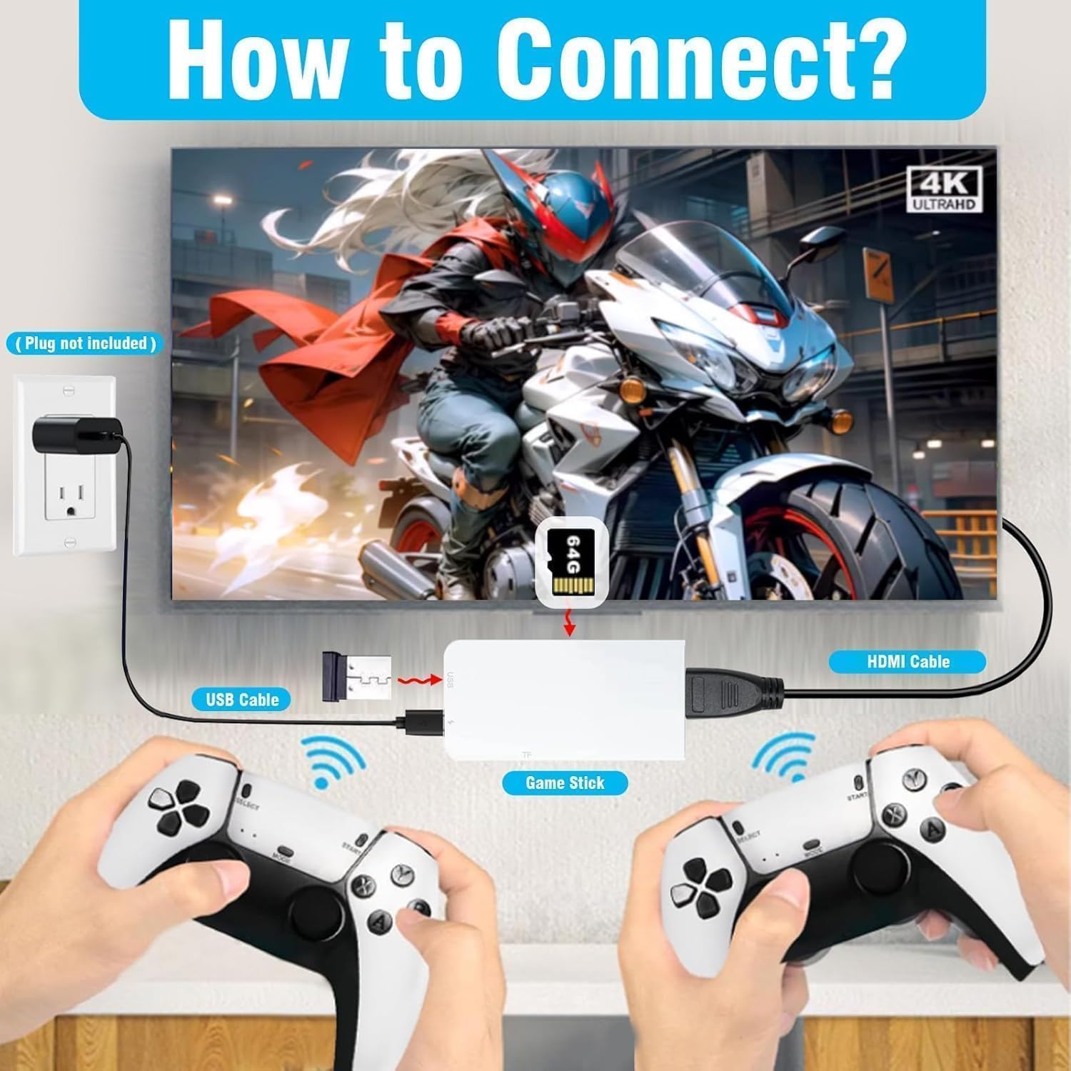 esportic Preloaded 24,000+ Massive Childhood Retro Classic Games with 23+ Emulators Endless Entertainment Simply Plug It into Your TV’s 4K HDMI Port,Connect The 2.4G Wireless Controllers with 64G TF 3