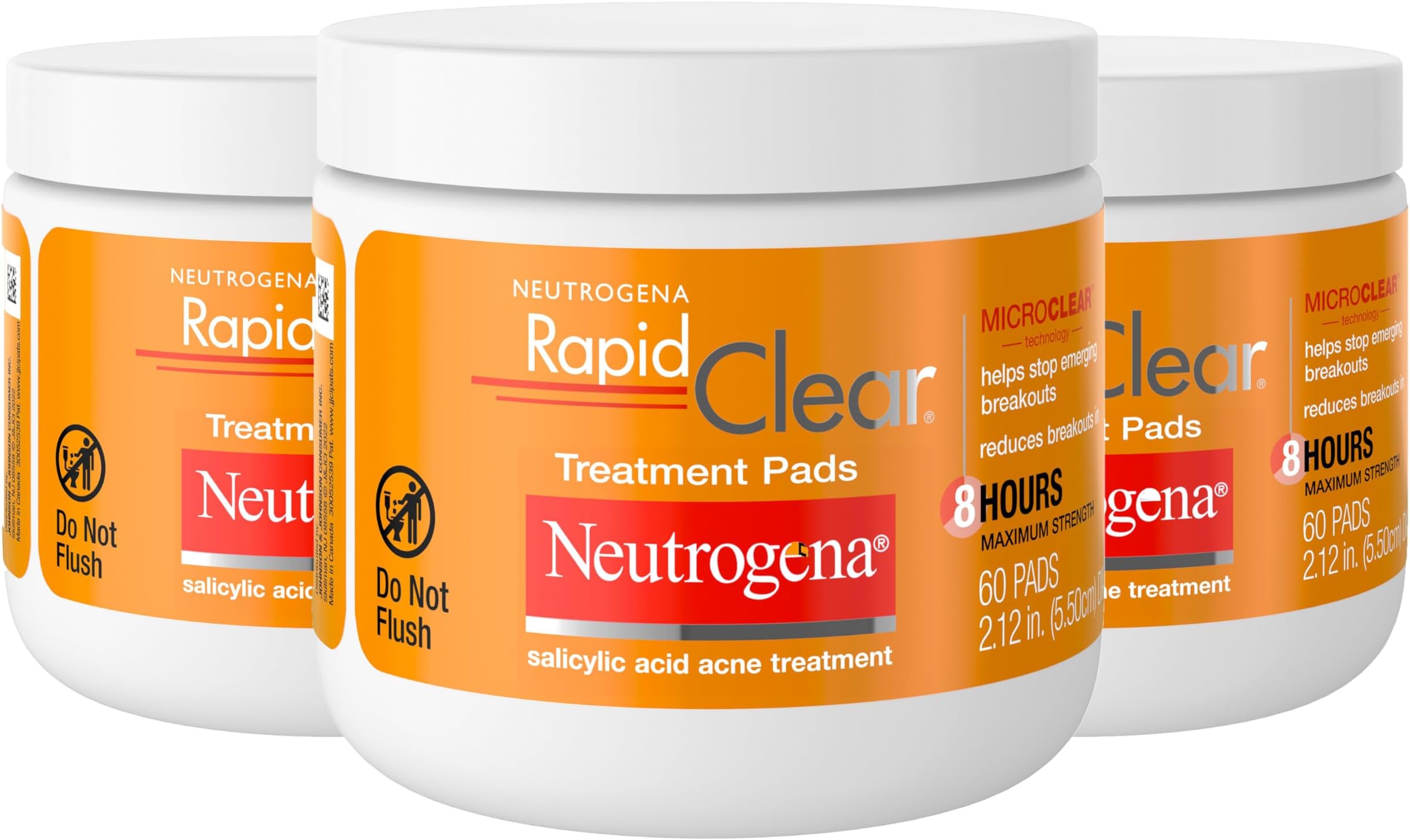 Rapid Clear Maximum Strength Acne Face Pads with 2% Salicylic Acid Acne Medication to Help Fight Breakouts, Oil-Free Facial Cleansing Pads for Acne-Prone Skin, 3 Pack