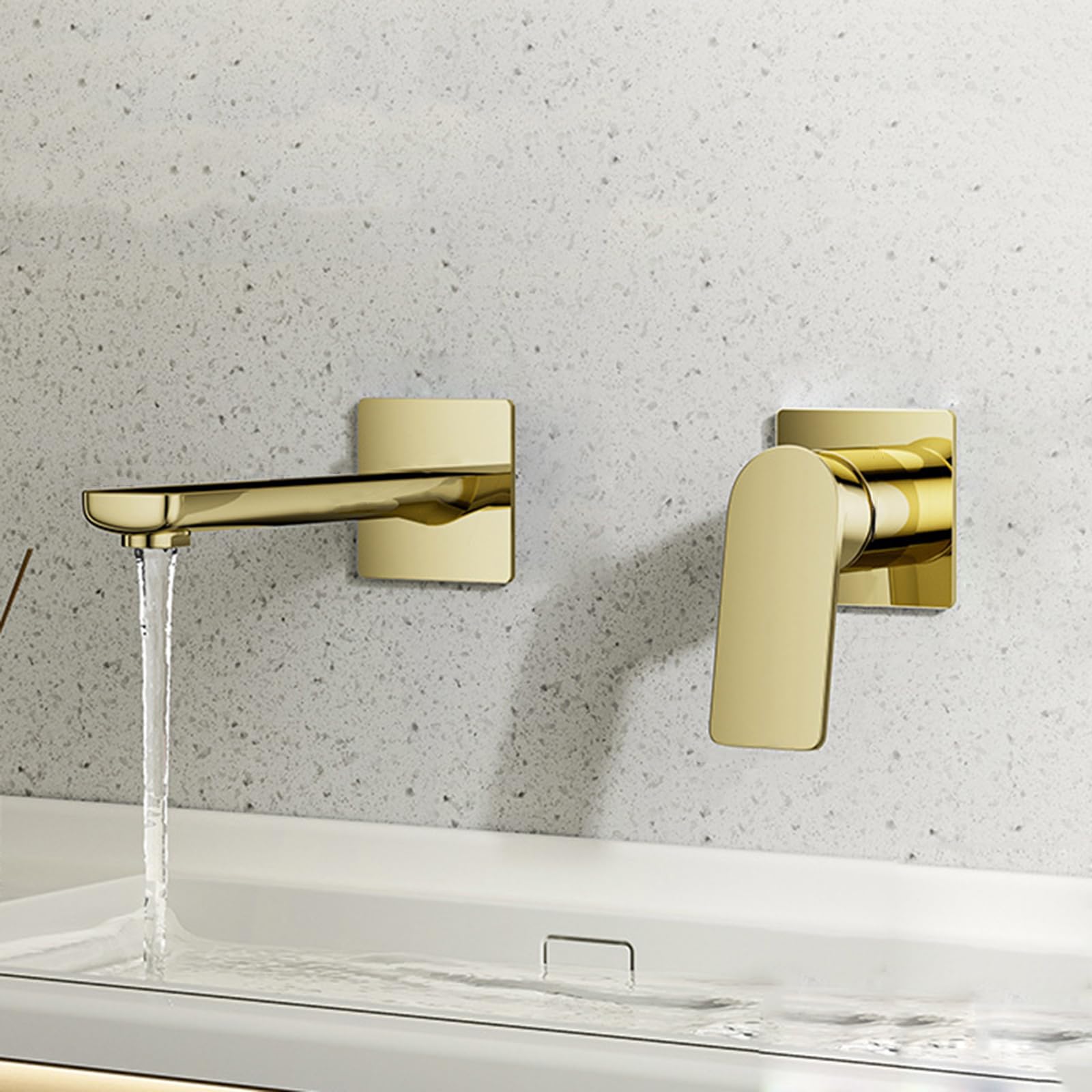 ANVLOJRIH Basin Mixer Tap Bathroom Sink Taps Concealed 2 Hole Brass Hot and Cold Wall Mounted Faucets for Gold Lavatory Sink Faucet