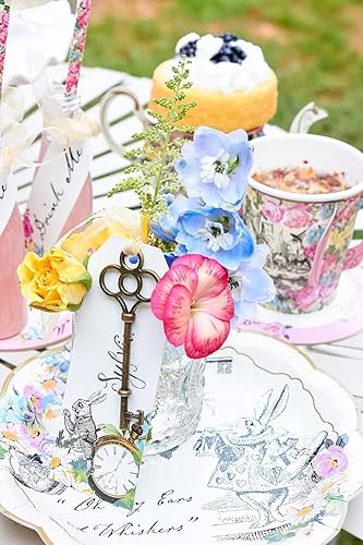 Miniatura 9 de Talking Tables Truly Alice - Platos desechables, 12 unidades, 7.3 pulgadas para fiesta de té o cumpleaños, color rosa