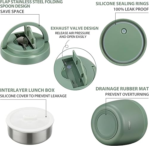 Miniatura 4 de Thermo Food Jar for Hot Food Adults 32OZ Soup Thermo Lunch Containers Wide Mouth Vacuum Insulated Stainless Steel Leakproof Bento Box with Spoon