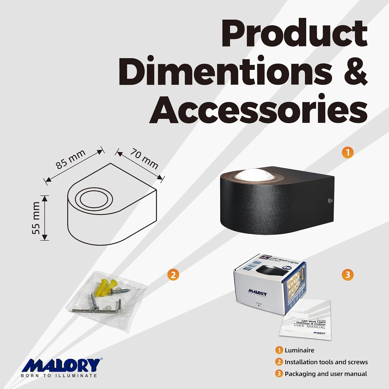 Wall Lights Outdoor 8W, 3000K 705 LM Modern Porch Light, Up Down Lights, Matte Black Waterproof Wall Sconce, Aluminum, Exterior Light Fixture Wall Mount for Porch Patio Door (4-Packs)