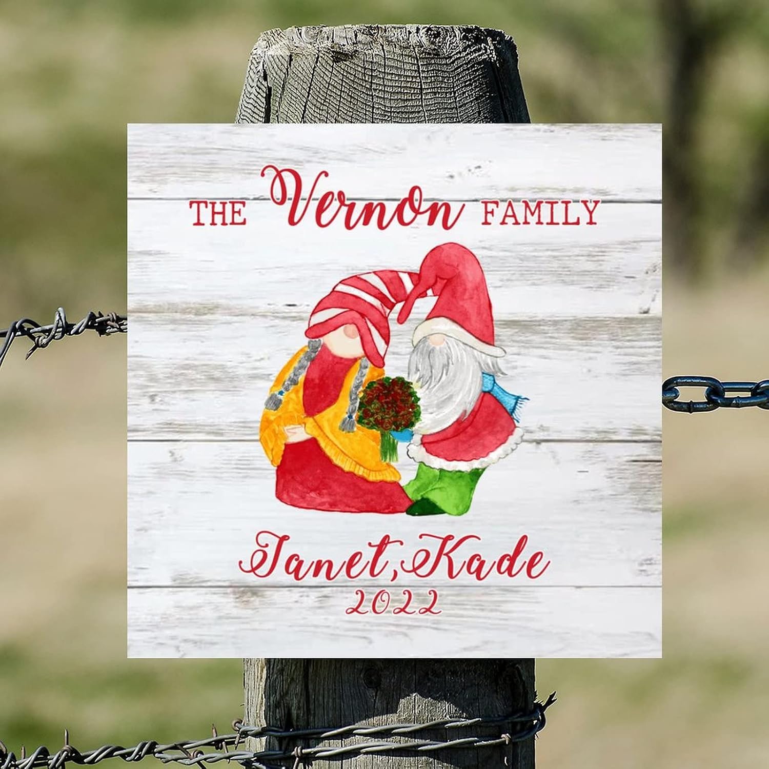 Christmas The Gnome Family Wood Signs Vintage Custom Your Family Member Name Wall Art Sign Christmas Is Coming Wall Decor Hanging Plaque Sign For Office Bedroom Living Room Home 16x16in
