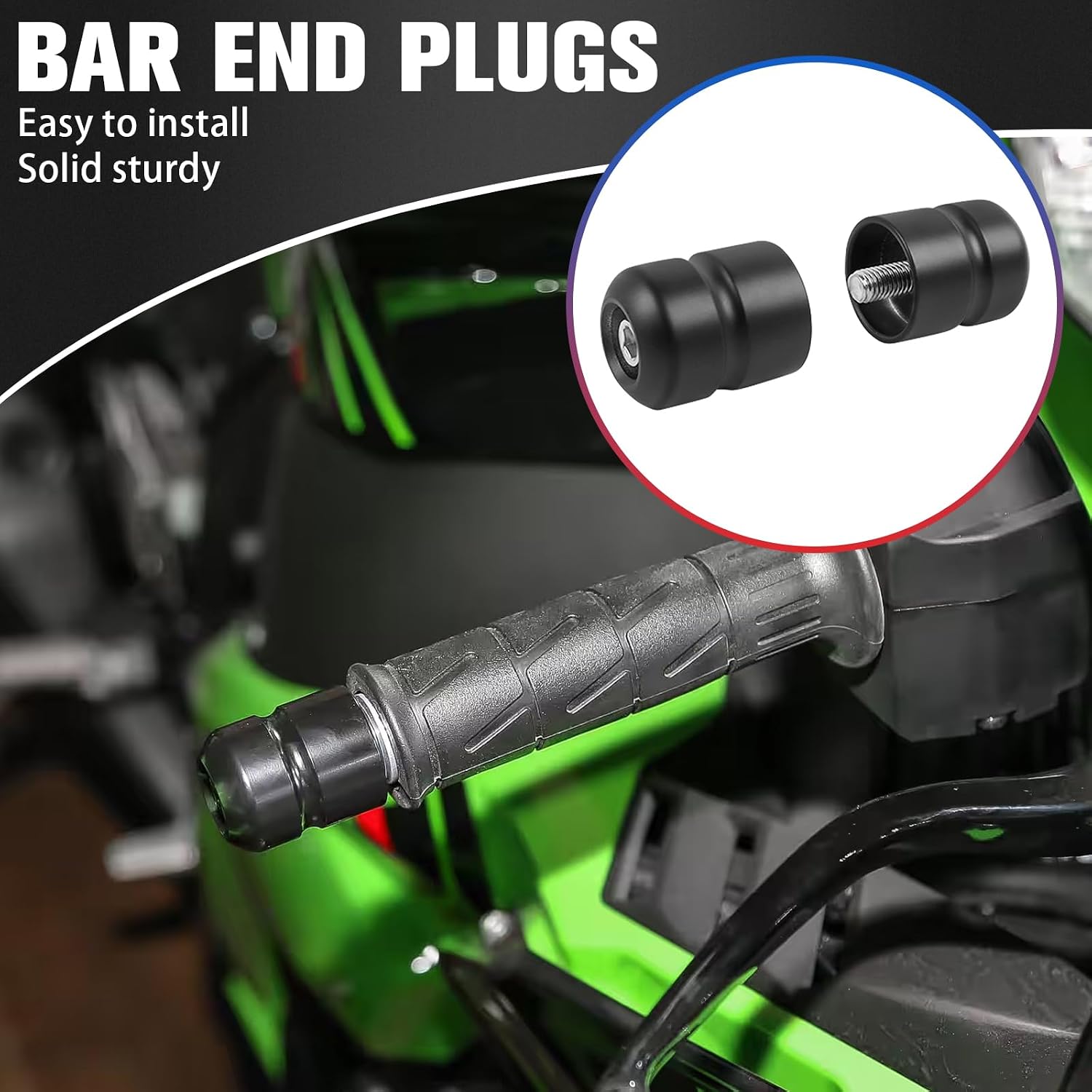 Motorcycle Handle Bar End Grips Plug Weights Hand Grips Plug Caps Replacement for Kawasaki ZX10R ZX-10R ZX 10R 2021-2024 ZX1000 2025