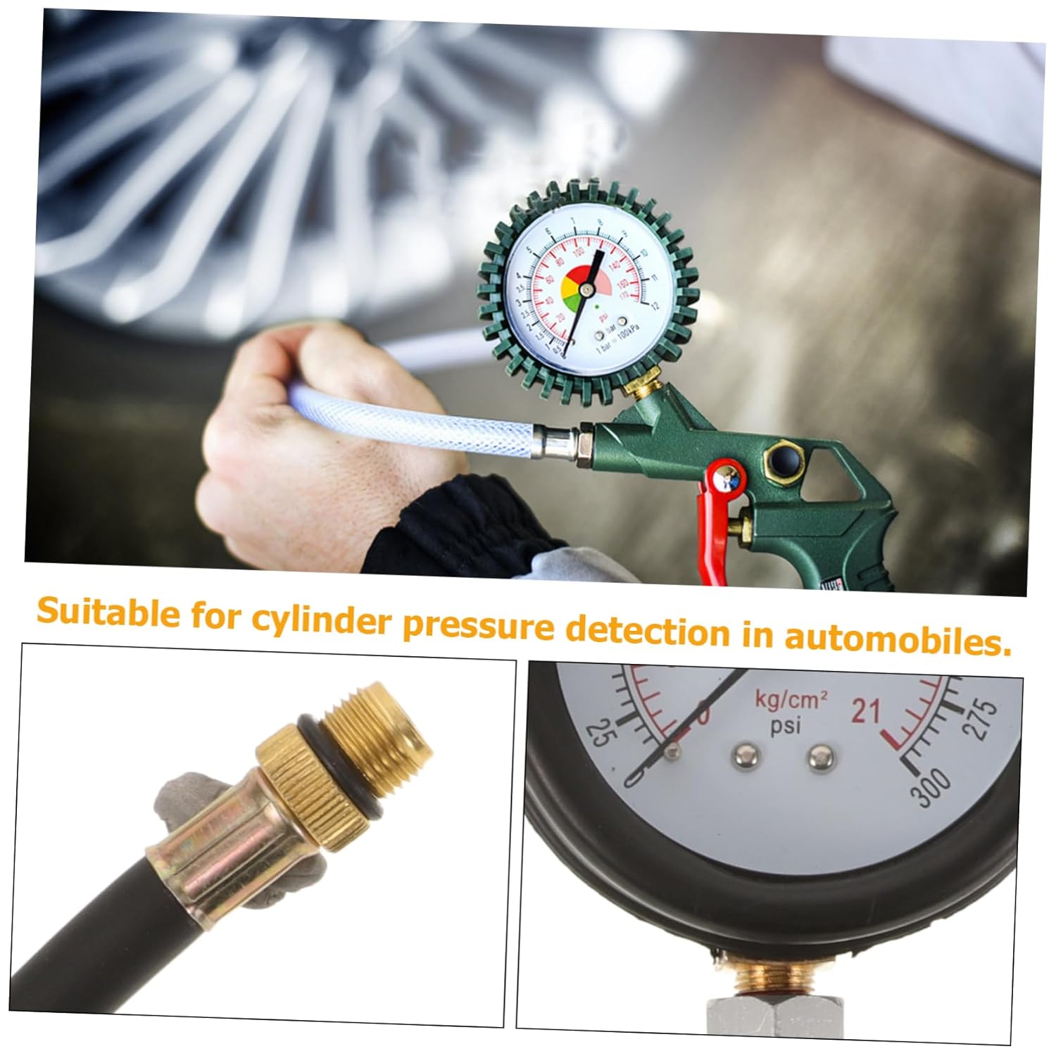 STOBAZA Automotive Cylinder Compression Tester Kit Digital Compression Gauge for Engines 2-in-1 Pressure Measurement Tool for Cars and Motorcycles