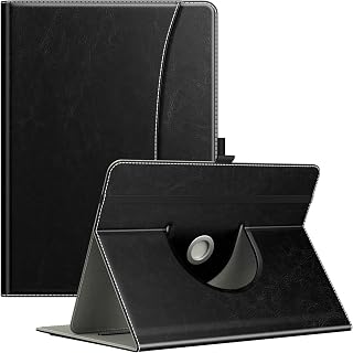 MoKo Universal Case for 9" - 11" iPad 2022 /iPad Air/iPad Pro/Samsung Galaxy Tab/Lenovo Tab M10 Tablet, Slim 360 Degree Rotatable Back Cover Folio Case, with Stand & Side Pocket, Black