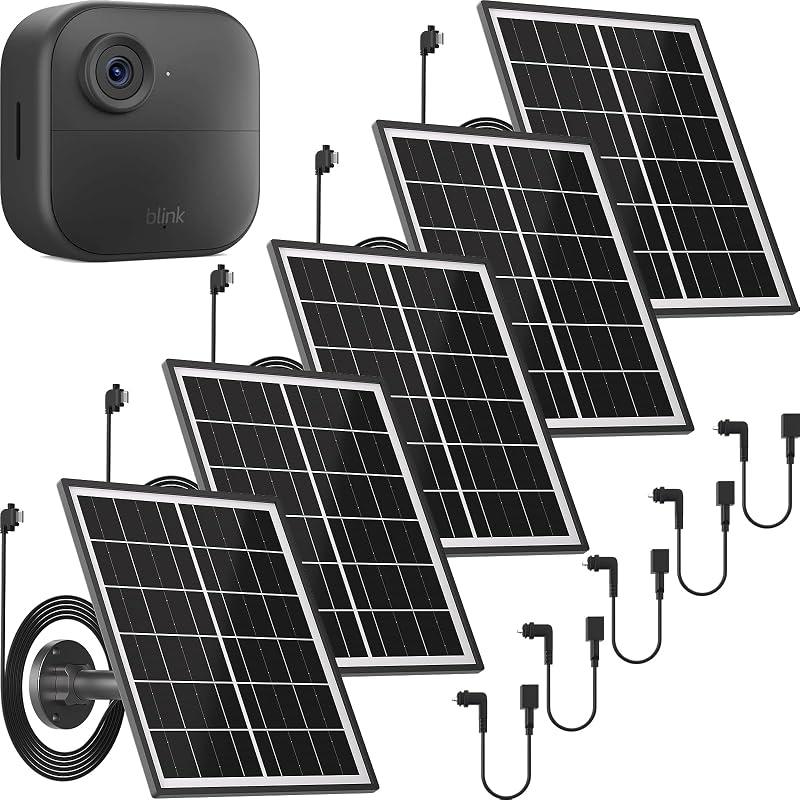 Kit com 5 Painéis Solares de 5 W para Câmeras Blink Outdoor 4, 3ª Geração, XT3, XT2 e XT com Bateria de 3300 mAh e Cabo de 4 m UYODM UY0218