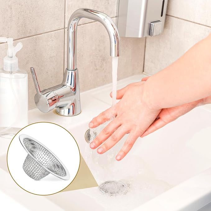 6 Coladores de Malla para Lavabo de Baño Acero Inoxidable miniatura 5