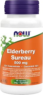 NOW Supplements Elderberry 10:1 Concentrate 500mg Capsules, 60 Count
