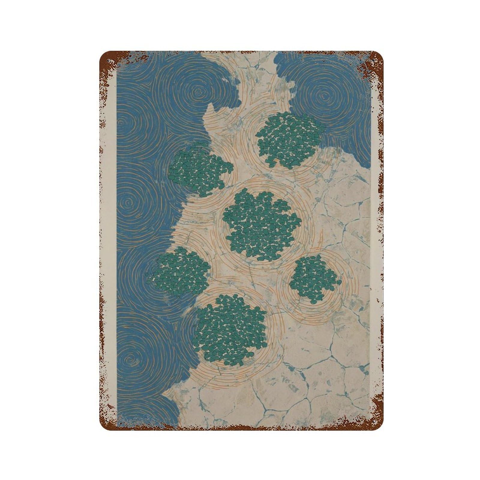 xiaoxiaoshen Abstract Nature Japanese Inspired Botanical Pattern Wall Decor Art Metal Tin Poster Modern Home Decor Art Home Bar Shop Decorations Vintage Sign 40x30cm