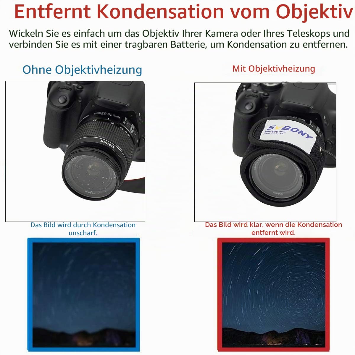 Svbony SV172 Objektiv Wärmer mit USB Temperaturregler, Objektiv Okular Heizung,240mm Anti Tau Feuchtigkeit Nebel Kamera Teleskop