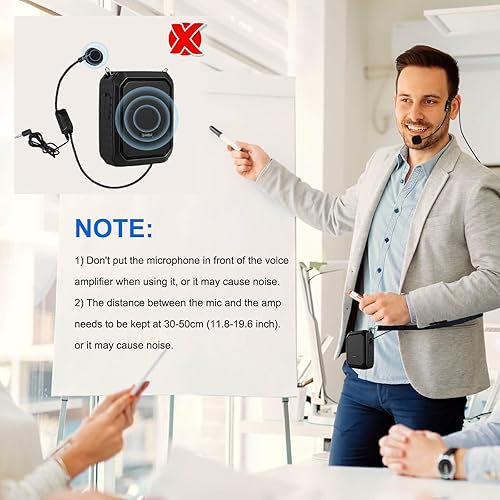 Miniatura 7 de Amplificador de voz Bluetooth con micrófono de solapamicrófono auriculares-18W IPX5 impermeable pequeño megáfono altavoz sistema Pa, micrófono