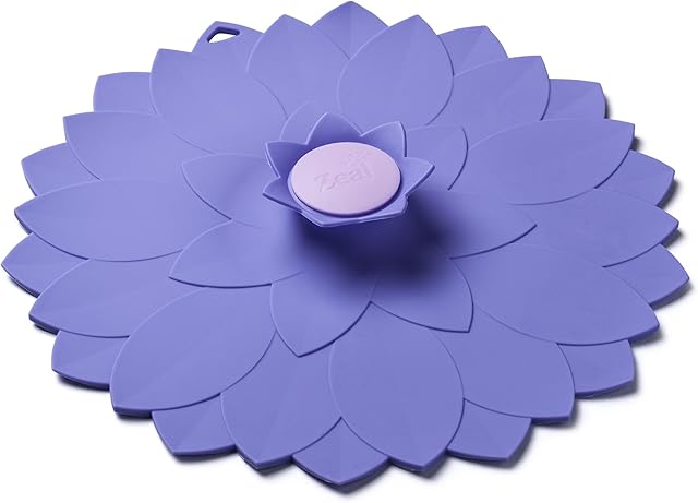 Zeal Reusable Eco-Friendly Flower Design Cooking and Storage Airtight Seal Lid, Silicone, Purple, 30 x 30 x 3 cm