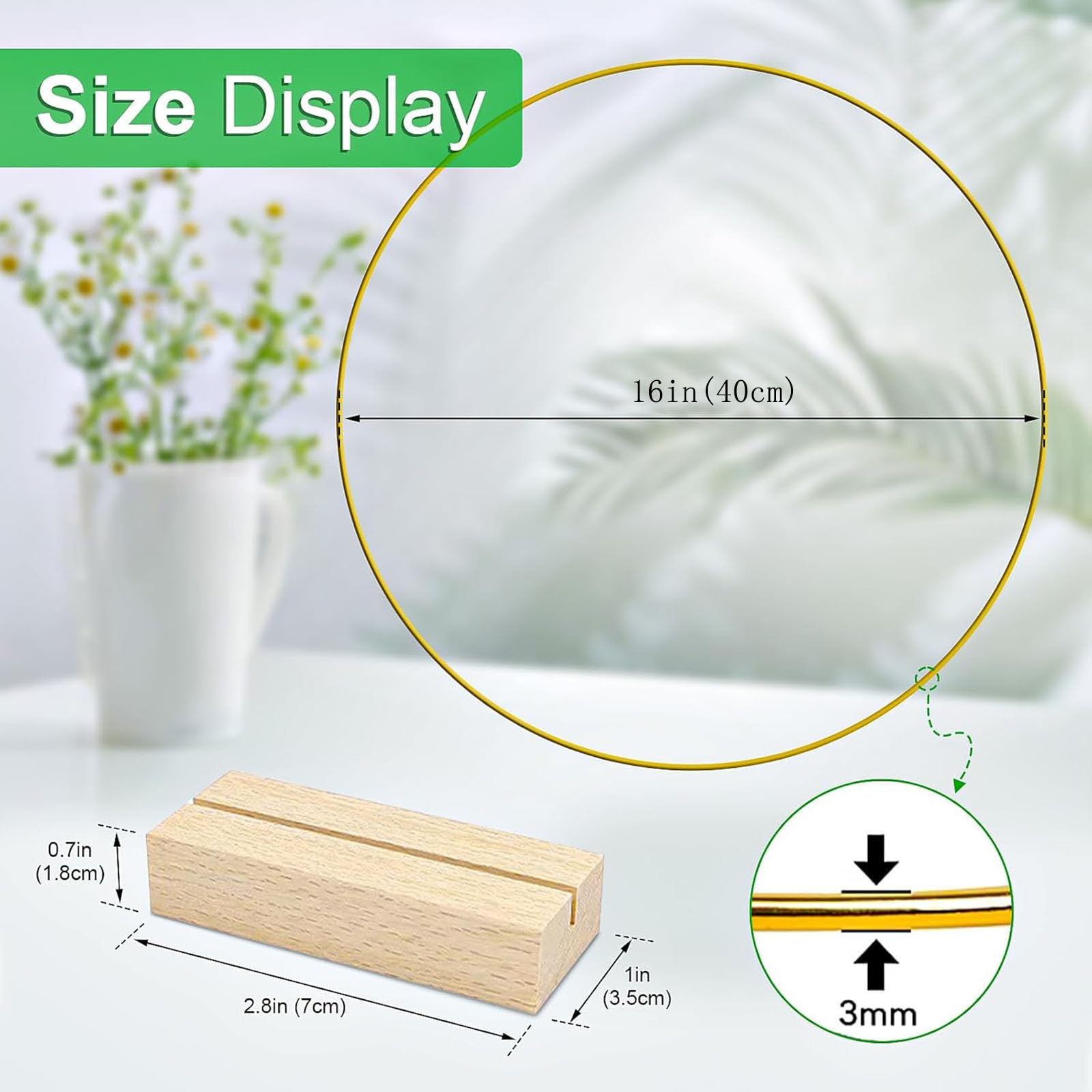 Juego de 8 aros de metal con diseño floral para corona, 12 pulgadas con 8 soportes de madera para hacer decoración de coronas de boda, atrapasueños, manualidades para colgar en la pared (anillo dorado