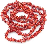 Vista 1 de HAAMIIQII Piedras de chip irregulares de coral rojo de 5 a 0.315 in, piedras preciosas sueltas y curativas energéticas para hacer joyas, hebras