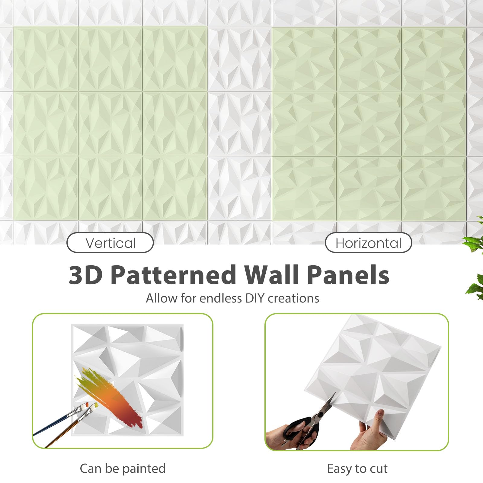 LIFEZEAL 50/100 pezzi 3D Pannelli decorativi da parete, pannelli decorativi a forma di diamante, decorazione murale DIY per interni, pannelli decorativi in PVC per soffitto e murales per casa e