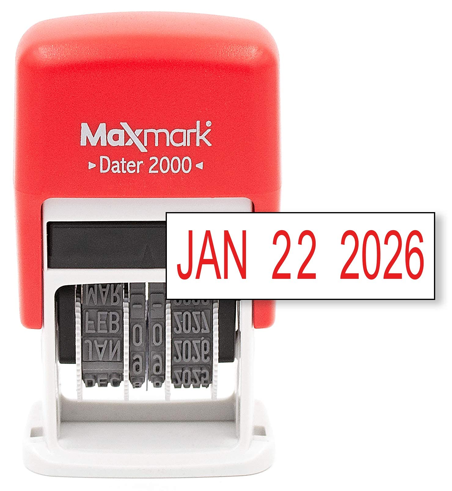 MaxMark Dater 2000, Self Inking Small Date Stamp with Ink Red