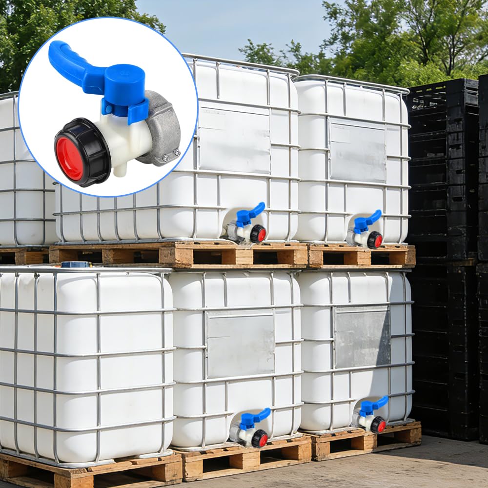 Mineup Vanne Cuve 1000L Plastique, Adaptateur Universel IBC DN50 (75mm), Vanne Papillon Adaptateur, pour Robinet de Vidange, Réservoir IBC, Citerne de Pluie, Bidon, Réservoir à Eau