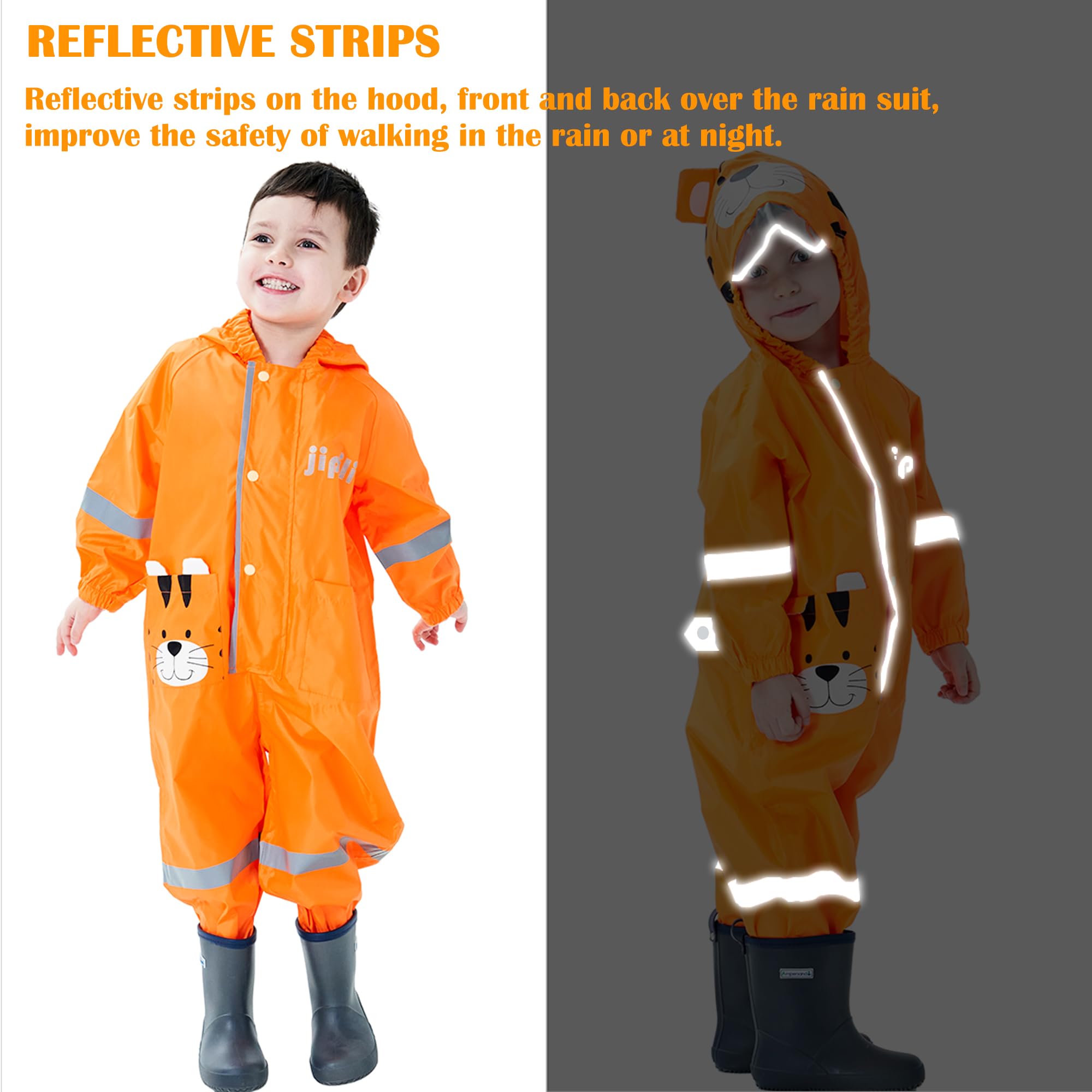 Fewlby Chubasquero Impermeable, Niños Niñas Poncho de Lluvia Ligero Abrigos de Lluvia Chaqueta Impermeable Mono Impermeable con Capucha Traje de Lluvia 1-10 Años