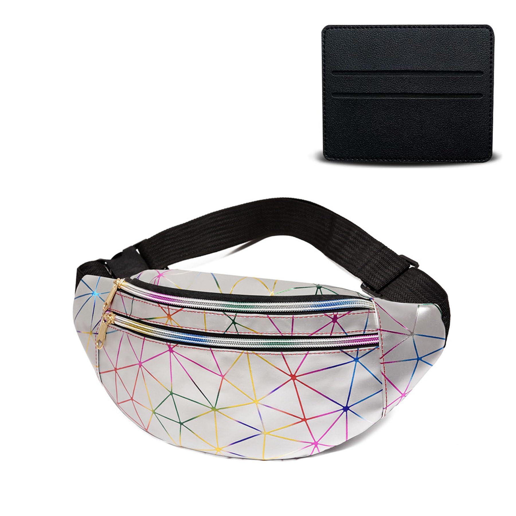 BAIYSFFG Bum Bag Fashion Waist Pack Bumbag for Women Men Lightweight Fanny Pack with 2 Zip Pockets & Adjustable Strap, Large Belt Bag for Dog Walking Running Hiking Jogging (Silver)
