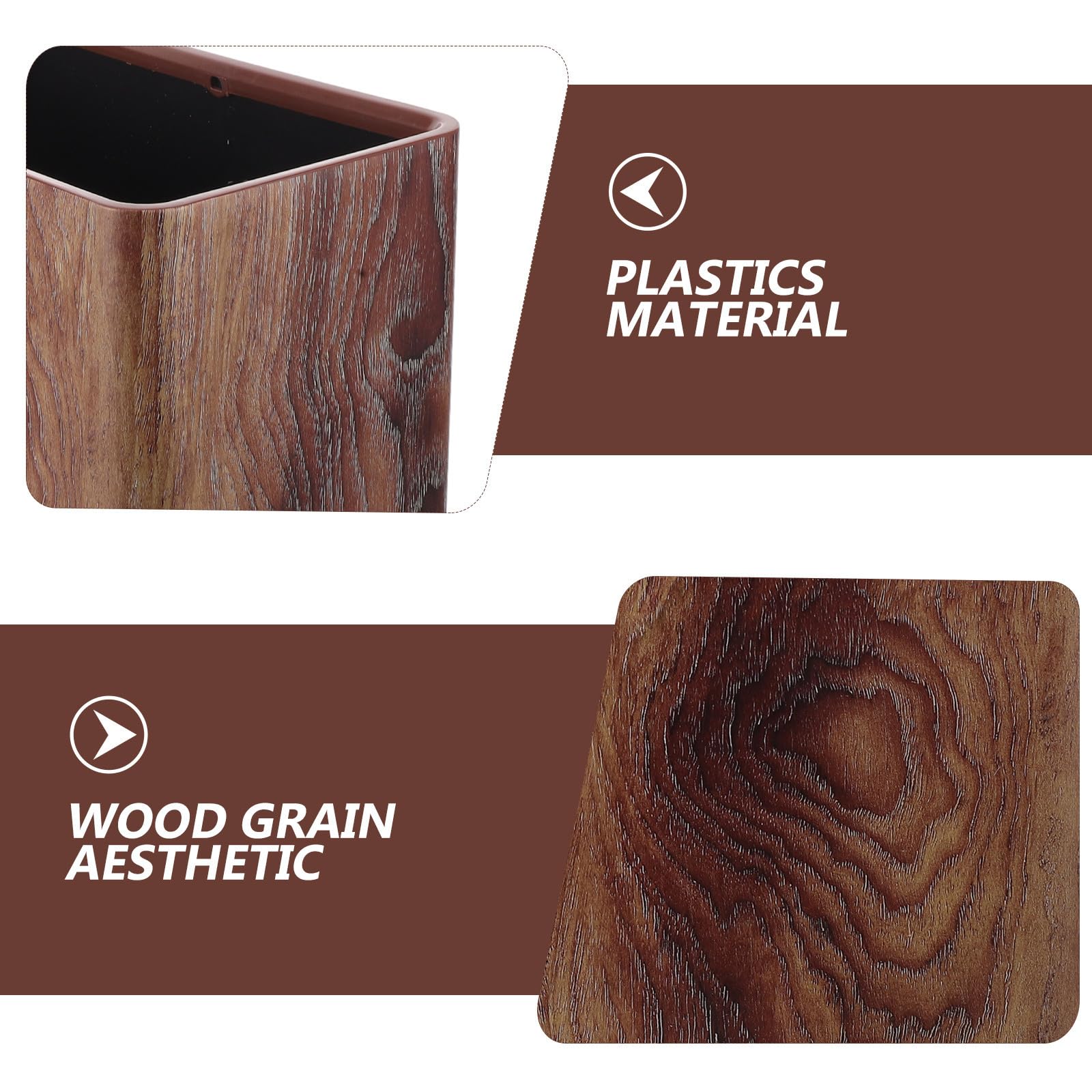 Toddmomy Cubo de Basura Delgado Diseño Vintage y Textura de Madera, Plástico Resistente, Forma Estrecha Adecuado para Baño y Hogar, Ahorro de Espacio y Durabilidad