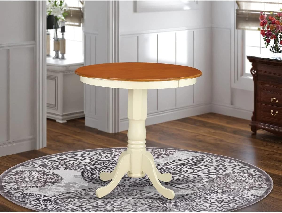 East West Furniture JAT-OAK-TP Jackson Counter Height Dining Table - a Round Dinner Table Top with Pedestal Base, 36x36 Inch, Oak