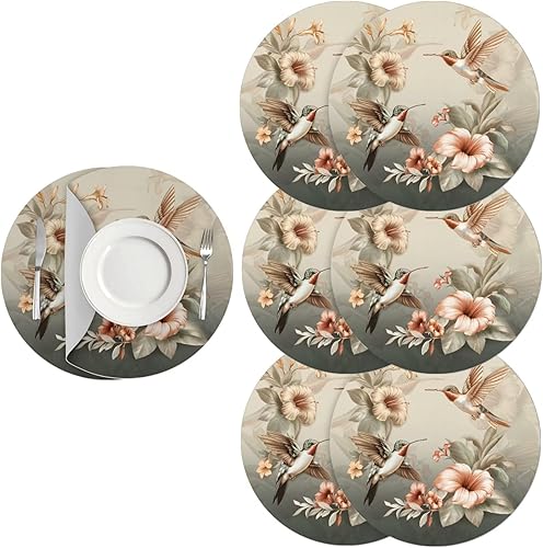 Miniatura 53 de Juego de 6 manteles individuales redondos resistentes al calor de mármol dorado de 15 pulgadas para decoración de mesa de comedor resistente al