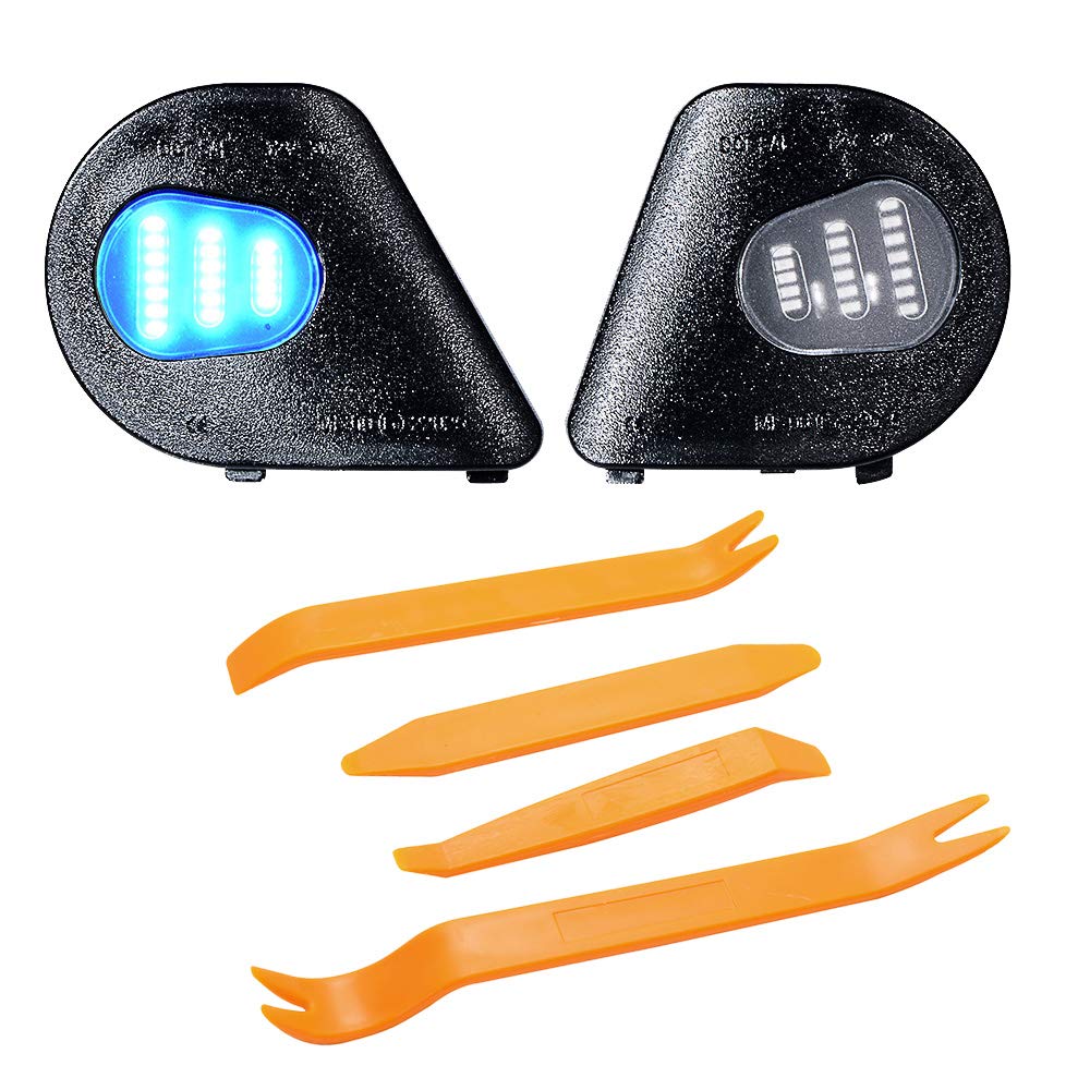 Side Mirror Puddle LED Ice Blue Lights Clear Lens Kit Compatible with Dodge Ram 1500 2500 3500 2010 2011 2012 2013 2014 2015 2016 2017