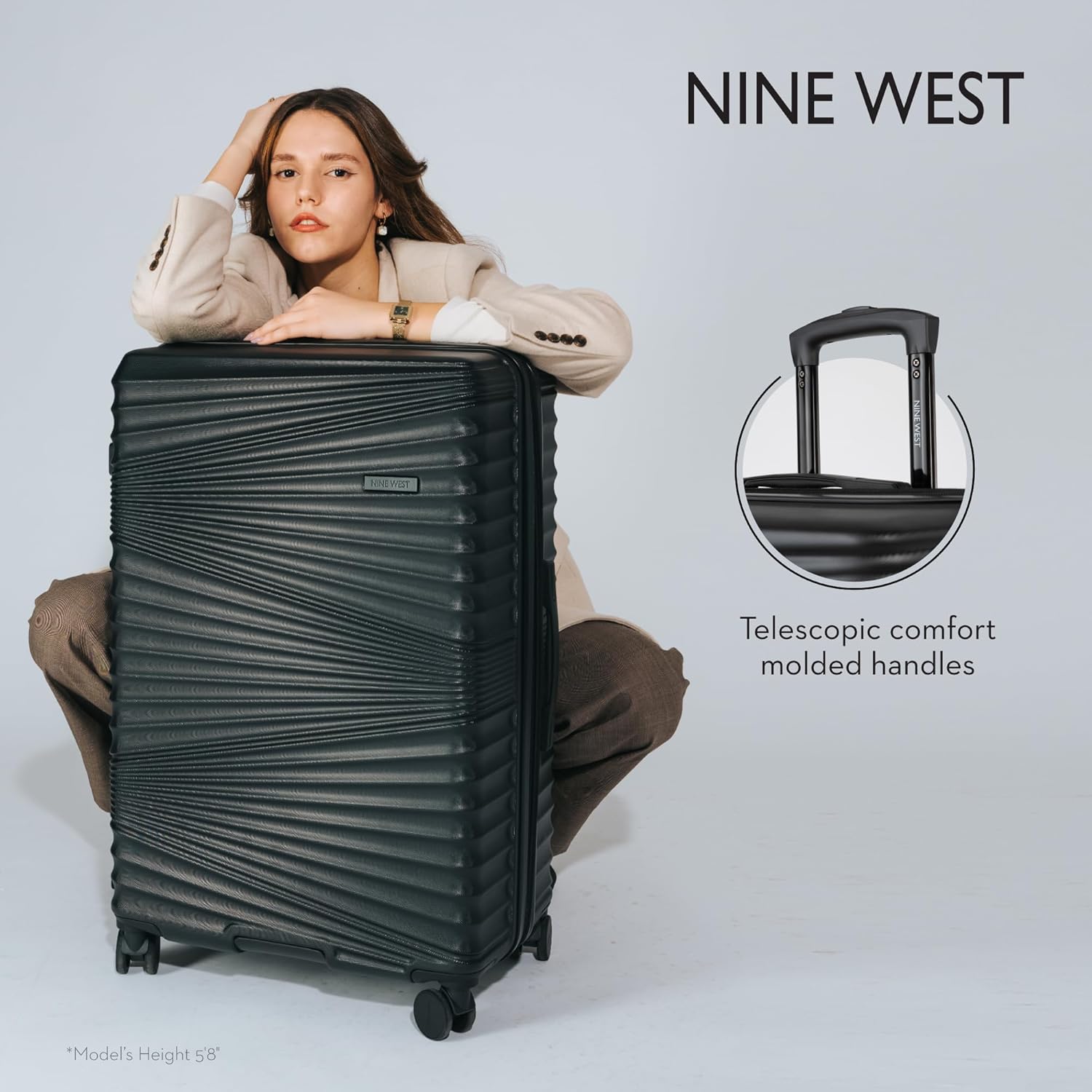 Nine West Ella 28 Inch Hardshell Spinner, Large Expandable Checked Luggage, Extra Capacity Suitcase for Extended Travel