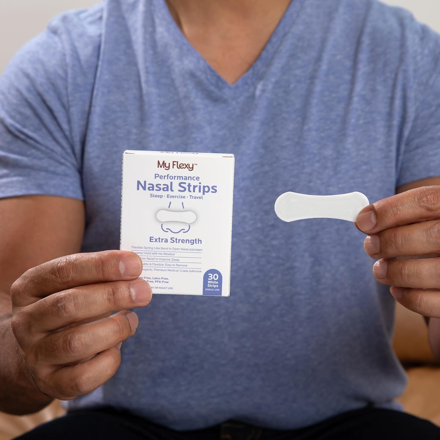 Nasal Strips – Extra Strength, White – Nasal Strips for Snoring. Get Better Sleep, and Breathe Easier. Nose Strips Snoring Solution for Better Breathing & Relieve Congestion - 30 Ct. - Image 9