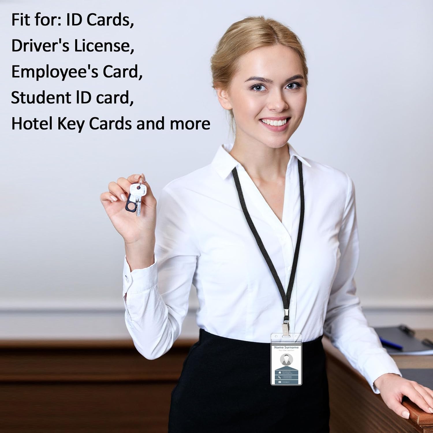 400 Pack Neck Lanyard Bulk with ID Card Holder Lanyards for ID Badges Vertical Name Badge ID Card Holders Flat Neck Lanyards with Clip for Nurses Teacher Students, Black - Image 5