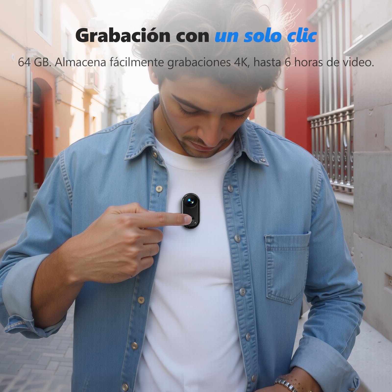 4K 30FPS Vlogging Cámara, 64GB Bodycam, Manos Libres POV Camera, 150°minúscula Action Cam estanca 30m, 6 ejes Stabilisierung Camara Deportiva para montar esquí, mini Vlog, 4.5 horas de batería