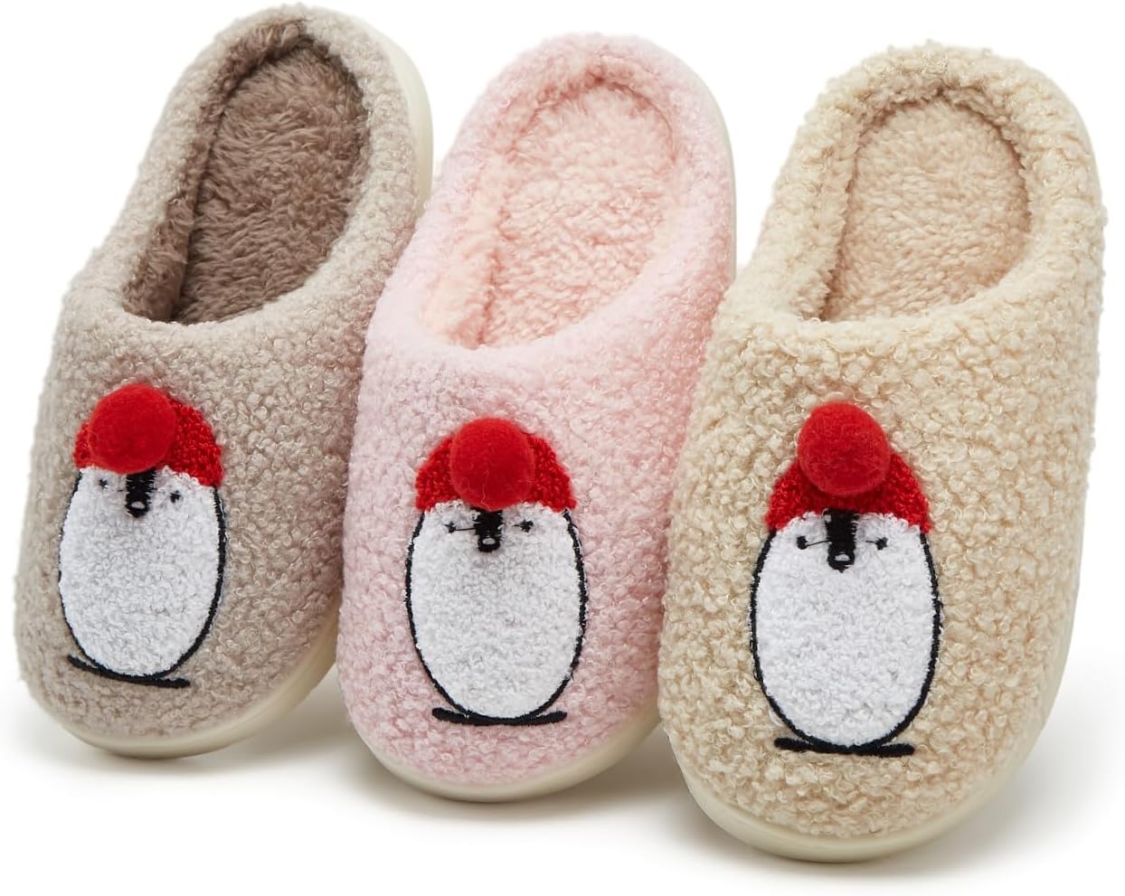 Kids Winter Plush Cartoon Penguin Slippers Boys Girls Fuzzy Non Slip Indoor Floor Slippers