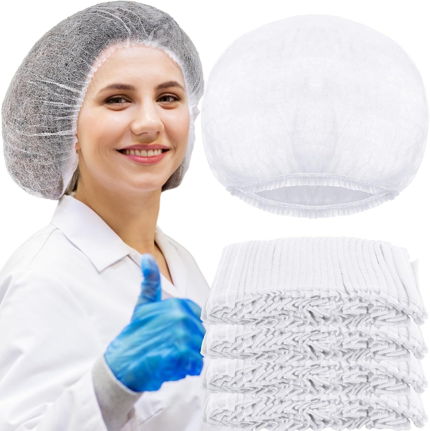Yahenda 500 Pcs 24 Inch Disposable Bouffant Caps Bulk,White