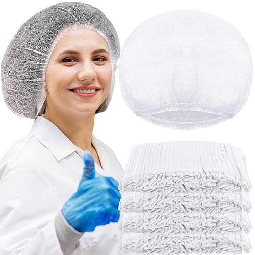Miniatura 29 de Yahenda 500 gorras desechables Bouffant a granel para el cabello, redecillas elásticas para el polvo, para servicio de alimentos, enfermeras, Azul