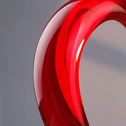 Miniatura 5 de Yao Yuan Escultura de corazón rojo soplado a mano de 7.49 pulgadas de alto, figuras de corazón de cristal, decoración del hogar, colección de