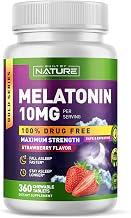 Built by Nature Melatonin 10 mg – Fast Dissolve Berry Tablets – Extra Strength Drug Free Sleep Support – Non-GMO, Vegan – Naturally Flavored and Sweetened – 360 Chewable Tablets
