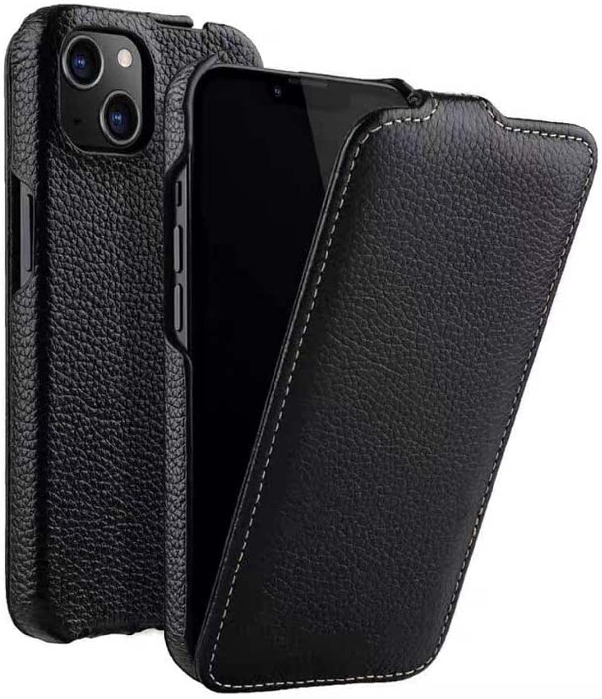 Étui portefeuille iPhone 13 Mini cuir véritable ouverture verticale - 8