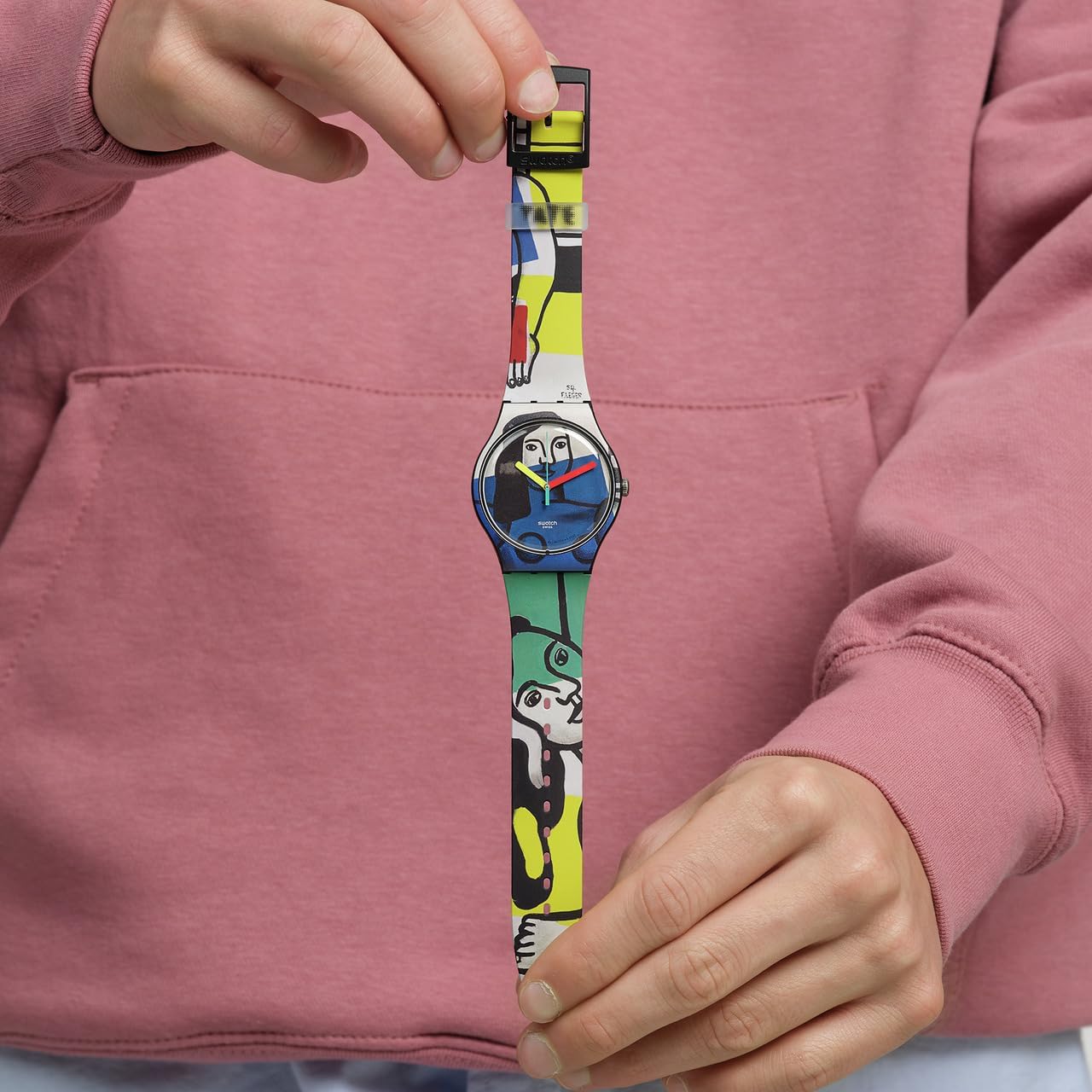 Swatch New Gent Unisex Watch Casual Bioceramic Black Quartz Waterproof Leger'S Two Women Holding Flowers