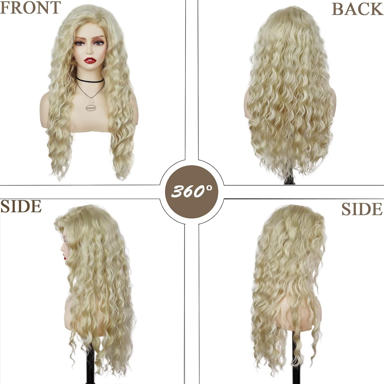 GNIMEGIL Long Blonde Curly Wigs for Women Sarah Wavy Hair Long Wig Drag Queen Synthetic Golden Wigs for Girls Carnival Party Cosplay Halloween Wig