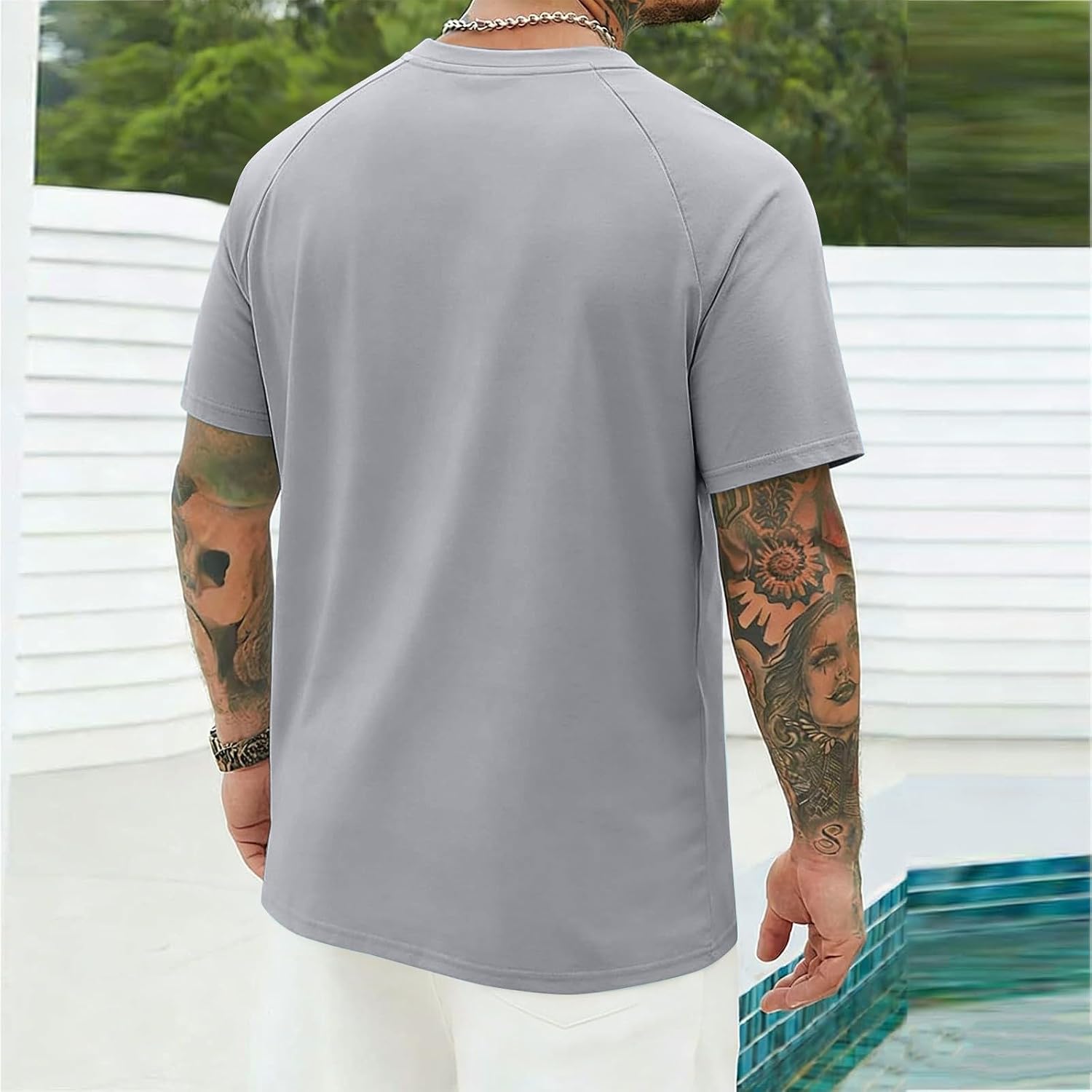 T-Shirts for Men T-Shirt Men Fashion Short Sleeve Summer Oversized T-Shirts Vintage Streetwear Cotton Tops Shirt Men's Sports Shirts Clothing Clothes Clothes Gray L