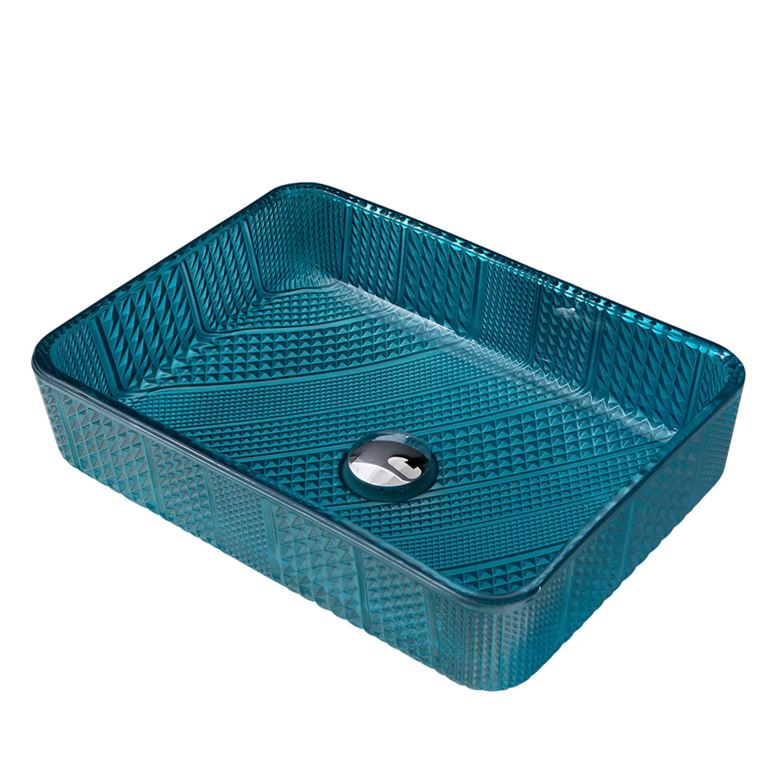 Vasque de salle de bain vasque à poser rectangulaire en verre avec robinet combo sink