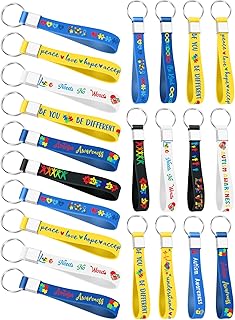 kaiolbly 36pcs Autism Awareness Silicone Keychains Puzzle Pieces Ribbons Pattern Inspirational Motivational Rubber Keychains for Autism Awareness Decoration Party Favor Gift Supplies（6 Designs）