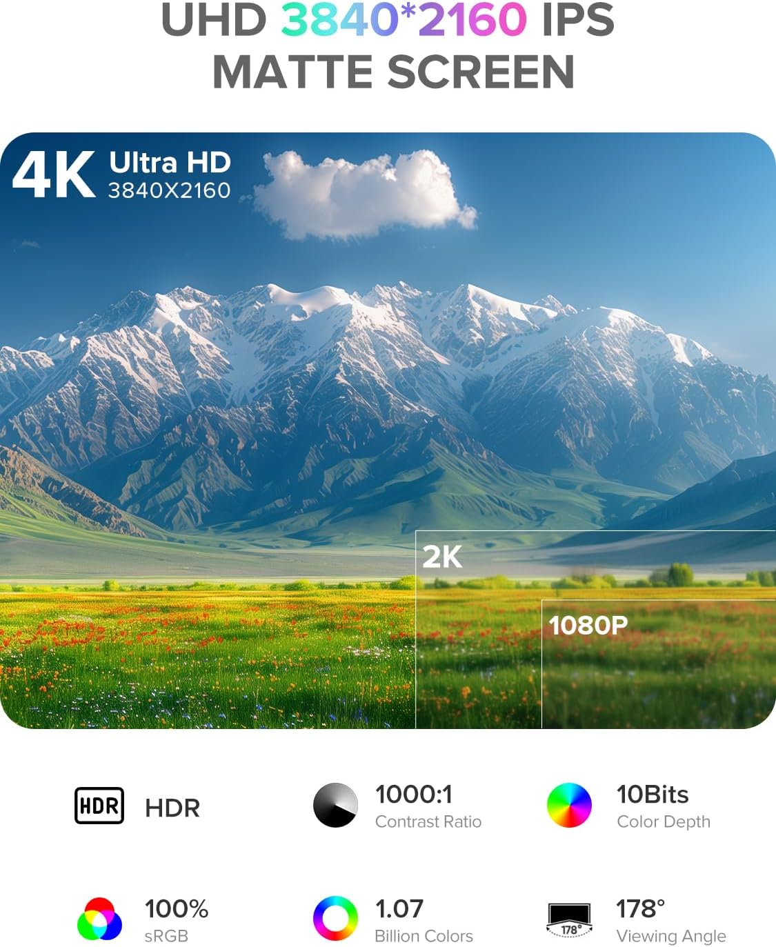 4K UHD 3840x2160 IPS Matte Screen features