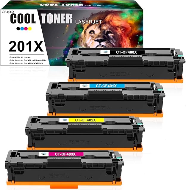 Cool Toner Compatible M277dw Toner Cartridges Replacement for HP 201A 201X CF400X CF401X CF402X CF403X Color LaserJet Pro MFP M252dw M252n M277n M277c6 M274n (Black,Cyan,Yellow,Magenta, 4-Pack)